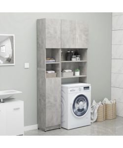 Armadio da Bagno Grigio Cemento 32x25,5x190 cm in Truciolato