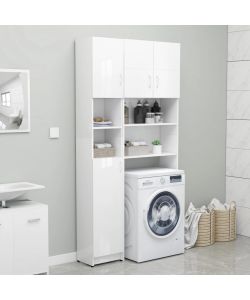 Armadio da Bagno Bianco Lucido 32x25,5x190 cm in Truciolato