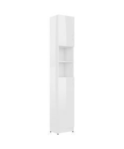 Armadio da Bagno Bianco Lucido 32x25,5x190 cm in Truciolato