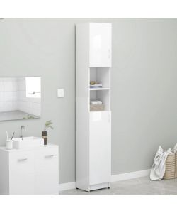 Armadio da Bagno Bianco Lucido 32x25,5x190 cm in Truciolato