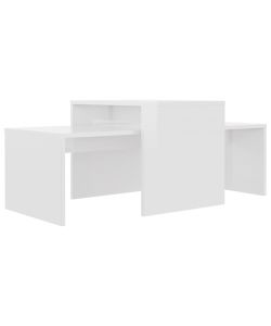 Set Tavolini da Caff Bianco Lucido 100x48x40 cm in Truciolato