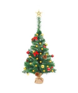 Albero di Natale Artificiale con Palline e LED 64 cm Verde