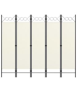 vidaXL Paravento 5 Pannelli Bianco Crema 200x180 cm - Divisorio Decorativo