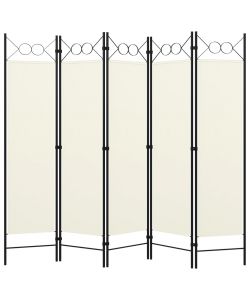 vidaXL Paravento 5 Pannelli Bianco Crema 200x180 cm - Divisorio Decorativo