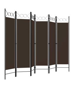 vidaXL Paravento 6 Pannelli Marrone 240x180 cm - Divisorio Decorativo