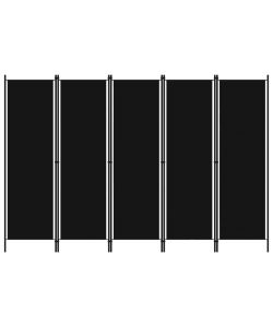 vidaXL Paravento 5 Pannelli Nero 250x180 cm - Divisorio Decorativo