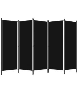 vidaXL Paravento 5 Pannelli Nero 250x180 cm - Divisorio Decorativo