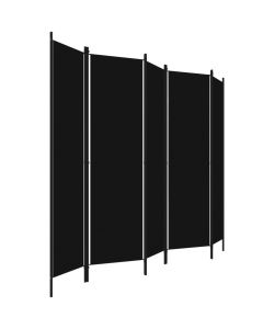 vidaXL Paravento 5 Pannelli Nero 250x180 cm - Divisorio Decorativo