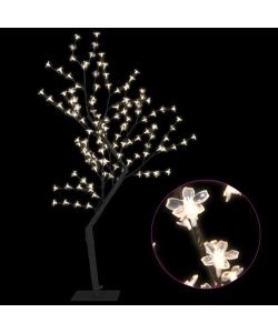 Albero di Natale 128 LED Bianco Caldo Ciliegio in Fiore 120 cm