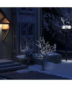 Albero di Natale 128 LED Bianco Freddo Ciliegio in Fiore 120 cm