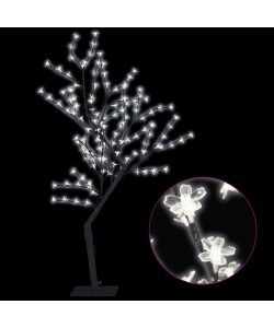 Albero di Natale 128 LED Bianco Freddo Ciliegio in Fiore 120 cm