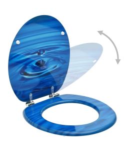 Tavoletta WC con Coperchio MDF Blu Design Goccia d'Acqua