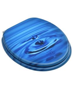 Tavoletta WC con Coperchio MDF Blu Design Goccia d'Acqua