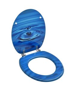 Tavoletta WC con Coperchio MDF Blu Design Goccia d'Acqua