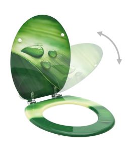 Tavoletta WC con Coperchio MDF Verde Design Goccia d'Acqua