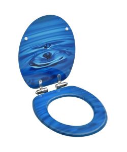 Tavoletta WC a Chiusura Ammortizzata in MDF Blu Goccia d'Acqua
