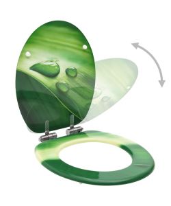 Tavoletta WC Coperchio Chiusura Morbida MDF Verde Goccia Acqua