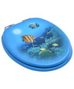 Tavoletta WC Coperchio Chiusura Morbida MDF Design Fondo Mare