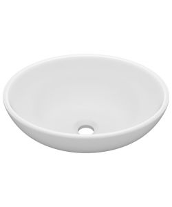 Lavandino Lusso Ovale Bianco Opaco 40x33 cm in Ceramica