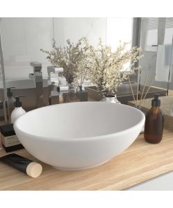 Lavandino Lusso Ovale Bianco Opaco 40x33 cm in Ceramica