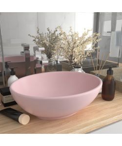 Lavandino Lusso Ovale Rosa Opaco 40x33 cm in Ceramica