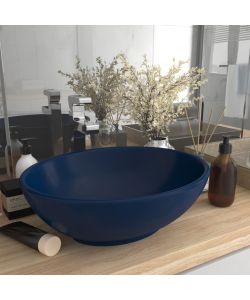 Lavandino Lusso Ovale Blu Scuro Opaco 40x33 cm in Ceramica