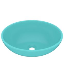Lavandino Lusso Ovale Verde Chiaro Opaco 40x33 cm in Ceramica
