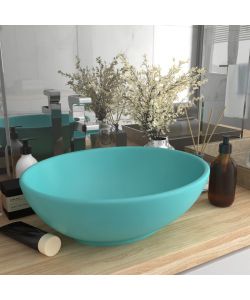 Lavandino Lusso Ovale Verde Chiaro Opaco 40x33 cm in Ceramica