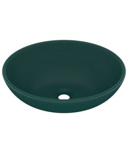 Lavandino Lusso Ovale Verde Scuro Opaco 40x33 cm in Ceramica