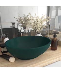 Lavandino Lusso Ovale Verde Scuro Opaco 40x33 cm in Ceramica