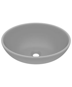 Lavandino Lusso Ovale Grigio Chiaro Opaco 40x33 cm in Ceramica