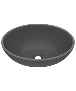 Lavandino Lusso Ovale Grigio Scuro Opaco 40x33 cm in Ceramica