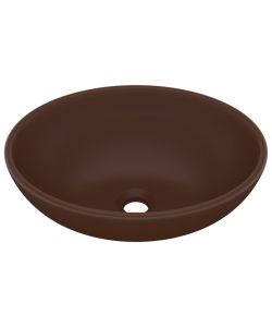 Lavandino Lusso Ovale Marrone Scuro Opaco 40x33 cm in Ceramica