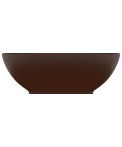 Lavandino Lusso Ovale Marrone Scuro Opaco 40x33 cm in Ceramica