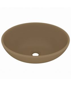 Lavandino Lusso Ovale Crema Opaco 40x33 cm in Ceramica