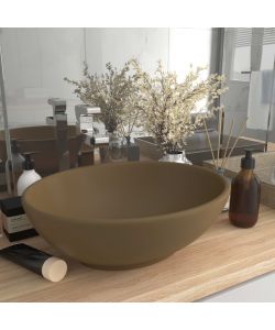 Lavandino Lusso Ovale Crema Opaco 40x33 cm in Ceramica