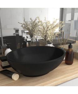 Lavandino Lusso Ovale Nero Opaco 40x33 cm in Ceramica