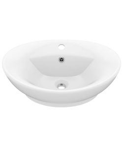 Lavandino con Troppopieno Ovale Bianco Opaco 58,5x39cm Ceramica