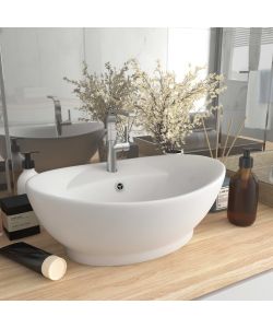 Lavandino con Troppopieno Ovale Bianco Opaco 58,5x39cm Ceramica