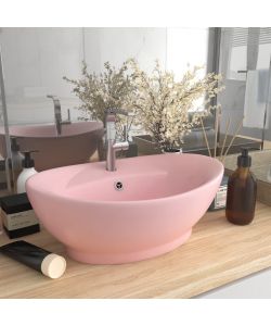 Lavandino con Troppopieno Ovale Rosa Opaco 58,5x39 cm Ceramica