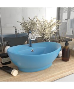 Lavabo con Troppopieno Ovale Azzurro Opaco 58,5x39 cm Ceramica