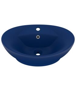 Lavabo con Troppopieno Ovale Blu Scuro Opaco 58,5x39cm Ceramica