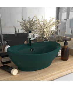 Lavabo Troppopieno Ovale Verde Scuro Opaco 58,5x39cm Ceramica