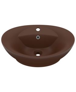 Lavabo con Troppopieno Ovale Marrone Opaco 58,5x39cm Ceramica