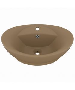 Lavandino con Troppopieno Ovale Crema Opaco 58,5x39cm Ceramica