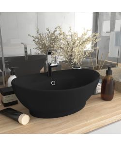 Lavandino con Troppopieno Ovale Nero Opaco 58,5x39cm Ceramica