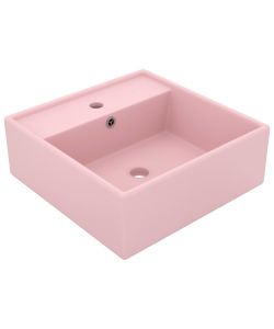 Lavabo Troppopieno Quadrato Rosa Opaco 41x41cm Ceramica