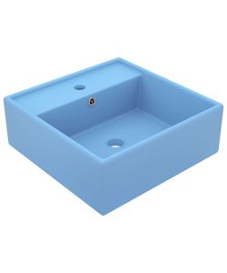 Lavabo Troppopieno Cubico Azzurro Opaco 41x41cm Ceramica
