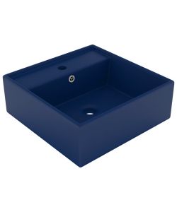 Lavabo Troppopieno Quadrato Blu Scuro Opaco 41x41cm Ceramica