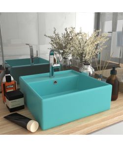 Lavabo Troppopieno Quadrato Verde Chiaro Opaco 41x41cm Ceramica